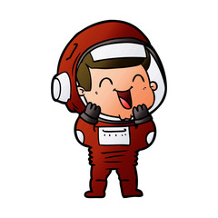 happy cartoon astronaut
