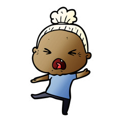 cartoon angry old woman