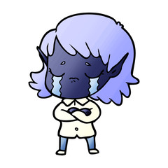 cartoon crying elf girl