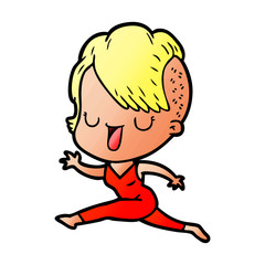 cute cartoon girl with hipster haircut