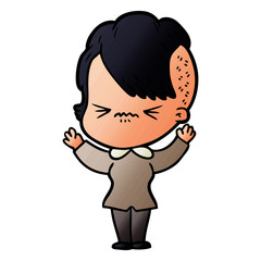 cartoon annoyed hipster girl