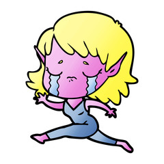 crying cartoon elf girl