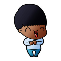 happy cartoon boy