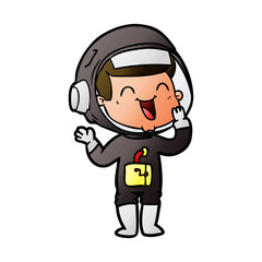 happy cartoon astronaut