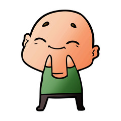 cartoon happy bald man