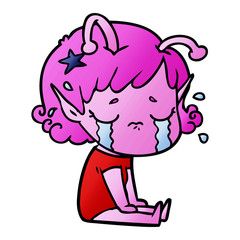 cartoon crying alien girl