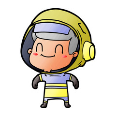 happy cartoon astronaut man