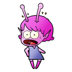 cartoon shocked alien girl