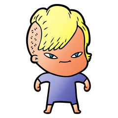 cute cartoon girl with hipster haircut