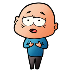cartoon tired bald man