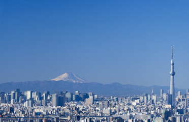 東京風景・2018年　富士山と東京の街並み全景