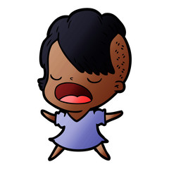 cartoon cool hipster girl talking