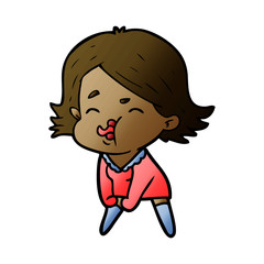 cartoon girl pulling face