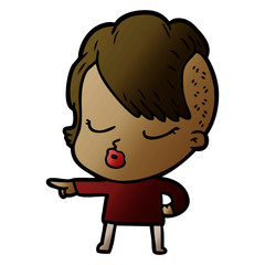 cartoon pretty hipster girl