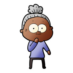 cartoon happy old woman