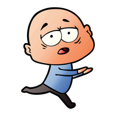 cartoon tired bald man