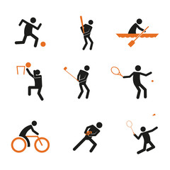 Fototapeta na wymiar Simple Sport Player Abstract Symbol Vector Illustration Graphic Set