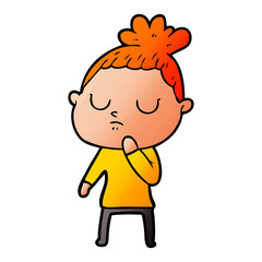 cartoon calm woman