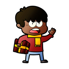 worried cartoon boy