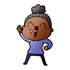 cartoon happy old woman