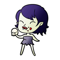 cartoon vampire girl with blood on cheek