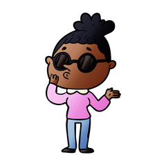 cartoon woman wearing sunglasses