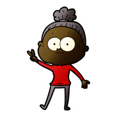 Fototapeta premium cartoon happy old woman