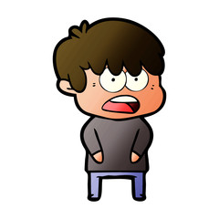 worried cartoon boy