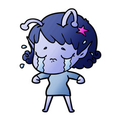 cartoon crying alien girl