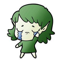 cartoon crying elf girl