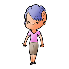 cartoon annoyed hipster girl
