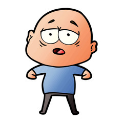 cartoon tired bald man