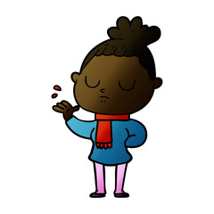 cartoon calm woman