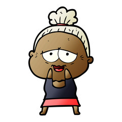 cartoon happy old lady