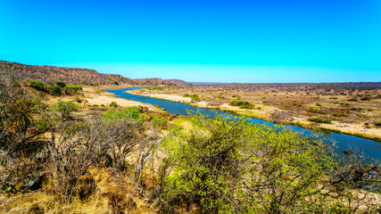 Fototapeta na wymiar The Olifant River in Kruger National Park in South Africa viewed from Olifant Lookout between Olifant and Letaba Rest Camps