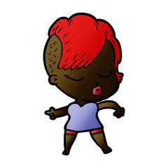 cartoon pretty hipster girl