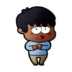 cartoon exhausted boy