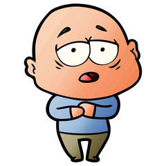 cartoon tired bald man