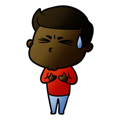 cartoon man sweating