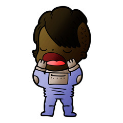 cartoon cool hipster girl in space suit