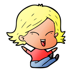 happy cartoon girl