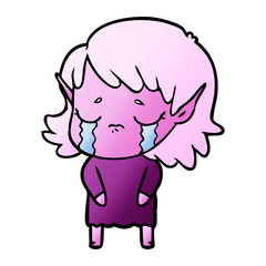 cartoon crying elf girl