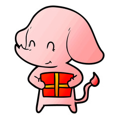 cute cartoon elephant with present
