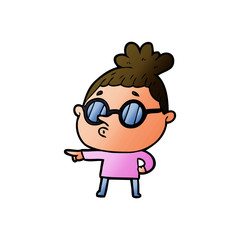 cartoon woman wearing glasses