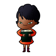 cartoon happy woman