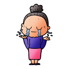 cartoon crying old lady