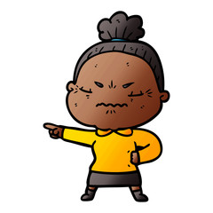 cartoon annoyed old lady