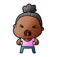 cartoon angry old woman