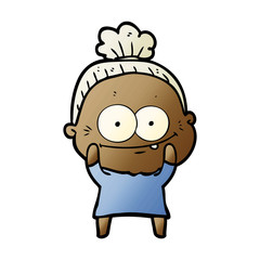 cartoon happy old woman