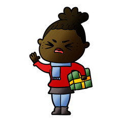 cartoon angry woman
